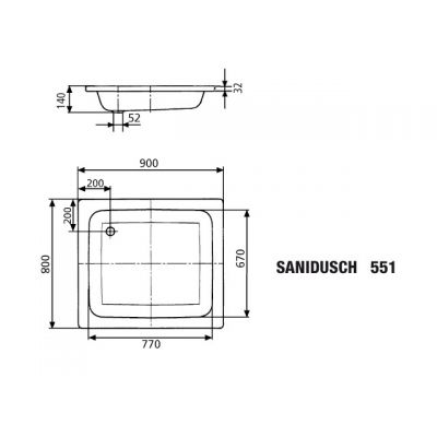 Kaldewei Sanidusch brodzik 80x90 cm prostokątny model 551 biały 440800010001