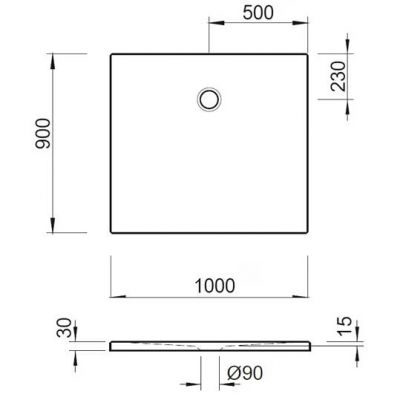 Kronenbach Cube brodzik prostokątny 100x90 cm biały Antislip KBMD1090AS
