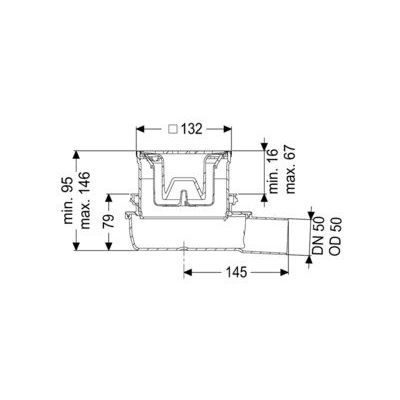 Kessel Ultraflat wpust łazienkowy z nasadką z rusztem szczelinowym 44700.63