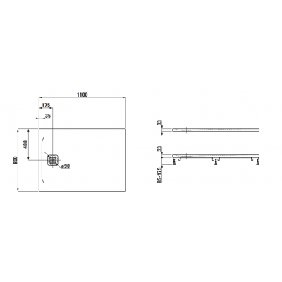 Laufen Pro brodzik prostokątny 110x80 cm biały H2129540000001
