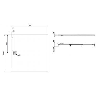 Laufen Pro brodzik kwadratowy 150x150 cm biały H2139530000001