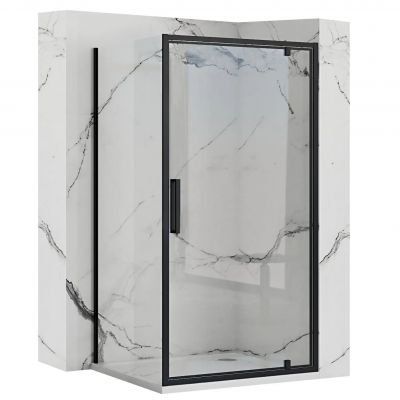 Rea Rapid Swing kabina prysznicowa 80x100 cm prostokątna czarny półmat/szkło przezroczyste REA-K6408/REA-K6423