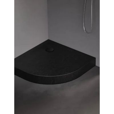 New Trendy Mild Stone brodzik 90x90 cm półokrągły czarny B-0559