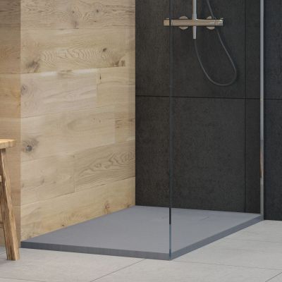 Oltens Bergytan brodzik 120x80 cm prostokątny RockSurface szary beton 15103700