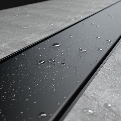 Oltens Langan 70 uniwersalny 2w1 odpływ prysznicowy liniowy 70 cm z kołnierzem czarny mat 30006300