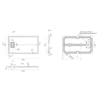 Oltens Bergytan brodzik 120x70 cm prostokątny RockSurface biały 15102000