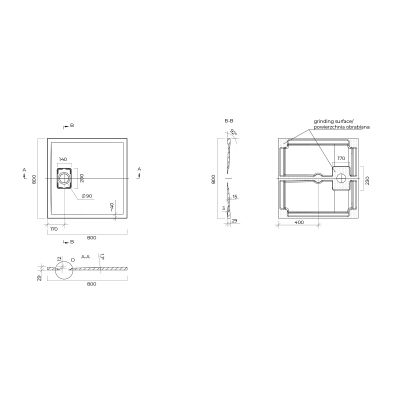 Oltens Bergytan brodzik 80x80 cm kwadratowy RockSurface biały 17100000