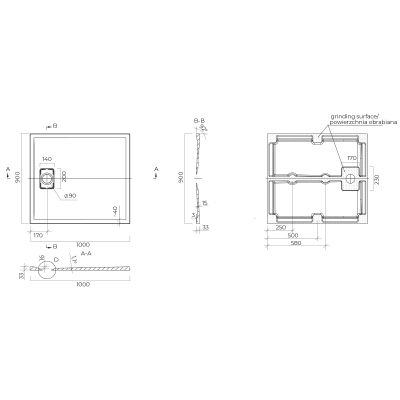 Oltens Bergytan brodzik prostokątny 100x90 cm RockSurface kaszmir 15101900