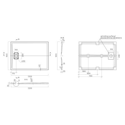 Oltens Bergytan brodzik 120x90 cm prostokątny RockSurface biały 15104000