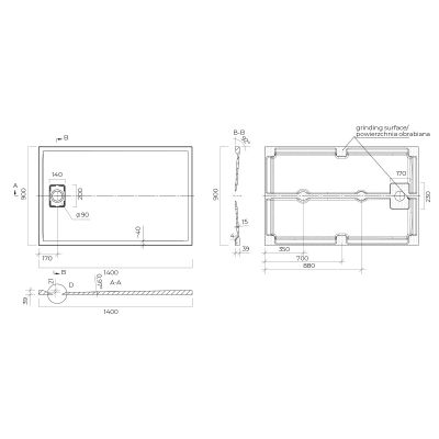 Oltens Bergytan brodzik 140x90 cm prostokątny RockSurface biały 15107000