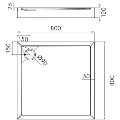 Omnires Camden brodzik kwadratowy 80x80 cm biały połysk CAMDEN80-KBP