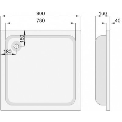 Brodzik kwadratowy 90 x 90 cm Poolspa Galia PBK0410B0000000