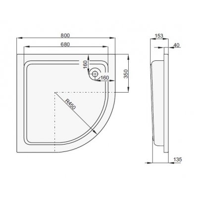 Poolspa Germina brodzik półokrągły 80x80 cm PBP0510B0000000