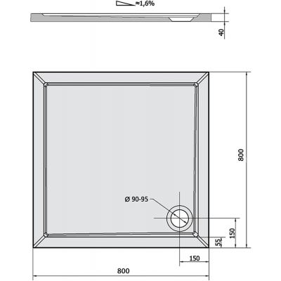 Polysan Aura brodzik 80x80 cm kwadratowy biały 42511