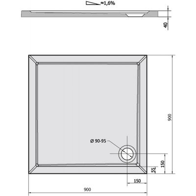 Polysan Aura brodzik 90x90 cm kwadratowy biały 43511