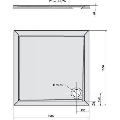 Polysan Aura brodzik 100x100 cm kwadratowy biały 60511