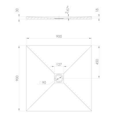 Polysan Treneca brodzik kwadratowy 90x90 cm biały 84300.11