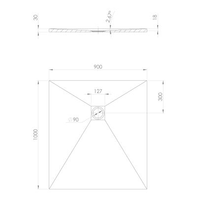 Polysan Treneca brodzik prostokątny 100x90 cm czarny 84306.21