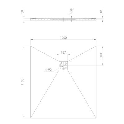 Polysan Treneca brodzik prostokątny 110x100 cm czarny 84312.21