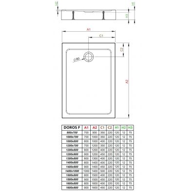 Radaway Doros F Compact brodzik prostokątny 150x80 cm biały SDRFP1580-05