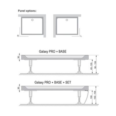 Ravak Galaxy Gigant Pro SET panel do brodzika 100x80 cm lewy biały XA83AL01010