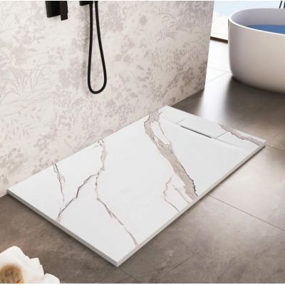 Rea Bazalt Carrara White brodzik prostokątny 90x120 cm biały-beżowy REA-K7001