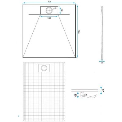 Rea Bazalt Carrara White brodzik kwadratowy 90x90 cm biały-beżowy REA-K7002
