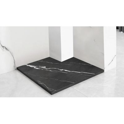 Rea Bazalt Carrara Black brodzik kwadratowy 90x90 cm czarny REA-K7003