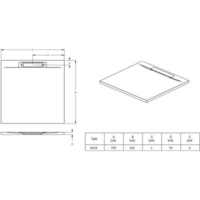 Riho Isola DR34 brodzik 100x100 cm kwadratowy antracyt mat D007023080