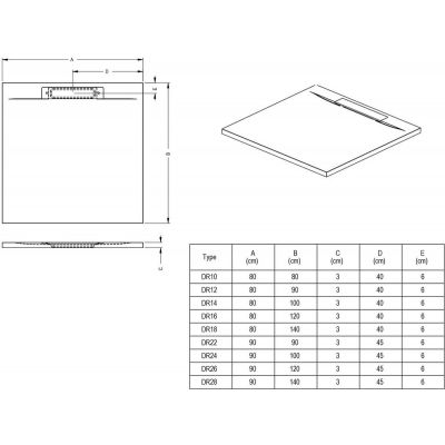 Riho Isola DR16 brodzik 120x80 cm prostokątny antracyt mat D007007080