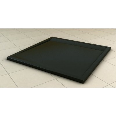SanSwiss Ila brodzik 80x80 cm kwadratowy czarny granit WIQ08006154