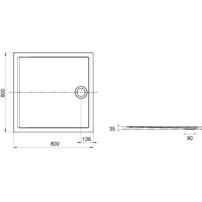 Roca Aeron brodzik 80x80 cm kwadratowy kompozyt Stonex biały A276284100