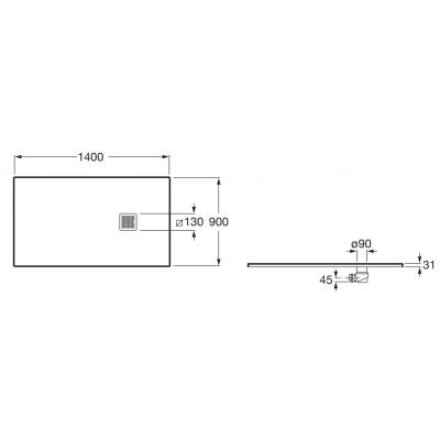 Roca Terran brodzik prostokątny z syfonem 140x90 cm perłowy AP10157838401630