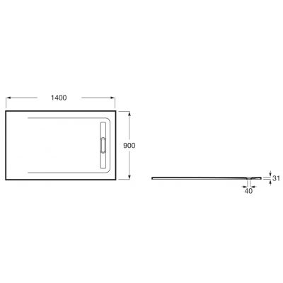 Roca Aquos brodzik 140x90 cm prostokątny kompozyt Stonex czarny AP60157838401400