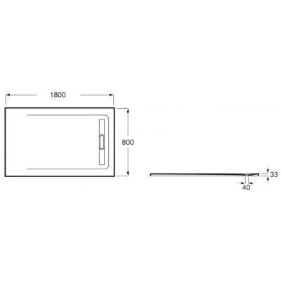 Roca Aquos brodzik 180x80 cm prostokątny kompozyt Stonex czarny AP60170832001400