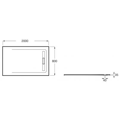 Roca Aquos brodzik 200x80 cm prostokątny kompozyt Stonex czarny AP6017D032001400