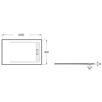 Roca Aquos brodzik 200x90 cm prostokątny kompozyt Stonex czarny AP6017D038401400