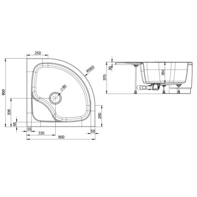 Sanplast Fris brodzik półokrągły 80x80 cm biały 615-330-0620-01-000