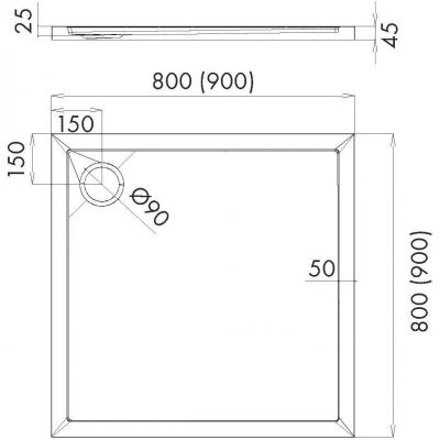 Schedline Sharper brodzik kwadratowy 90x90 cm cement 3S.S1K-9090/CT/ST