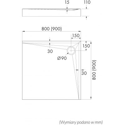 Schedpol Solido brodzik kwadratowy z syfonem 90x90 cm biały 3.1461