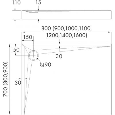 Schedpol Solido brodzik prostokątny z syfonem 100x80 cm biały 3.1465