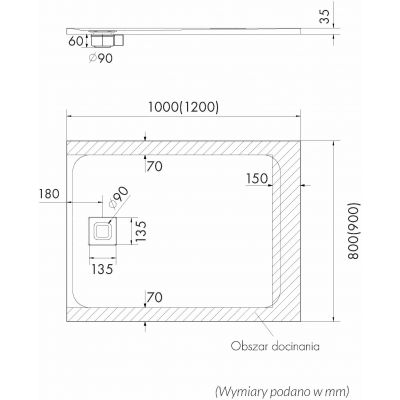 Schedpol Majestic Black Stone brodzik prostokątny z syfonem 100x80 cm czarny 3.3506/C/ST-M6/C