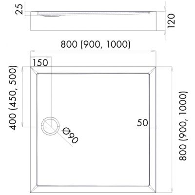 Schedpol Competia New brodzik kwadratowy 80x80 cm 3.4830
