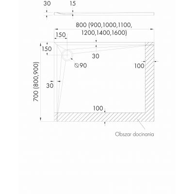 Schedline Libra Black Stone brodzik prostokątny 100x80 cm czarny 3SP.L1P-80100/C/ST
