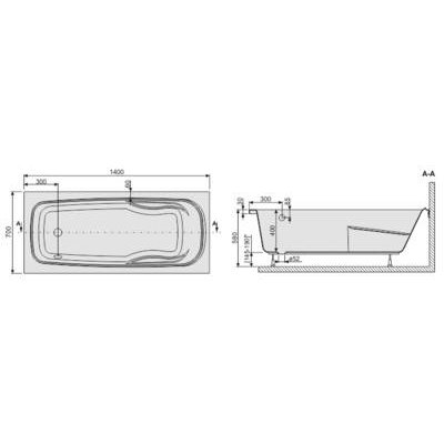 Wanna prostokątna 70 x 140 cm WP/EKOPLUS+ST4 Sanplast Eko Plus 610-131-0040-10-000