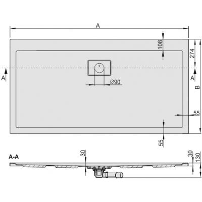 Sanplast Space Line brodzik 80x180 cm prostokątny B/Space grafit mat 615-110-0300-26-000