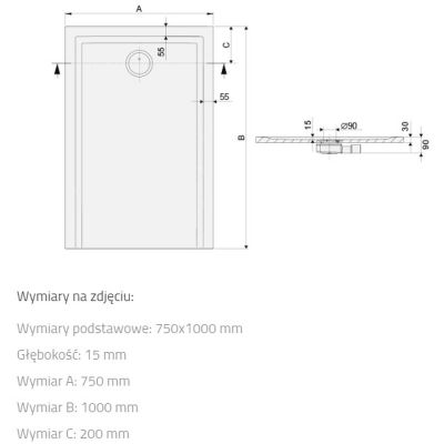 Sanplast Space Mineral brodzik 75x100 cm prostokątny B-M/SPACE S biały 645-410-0230-01-000