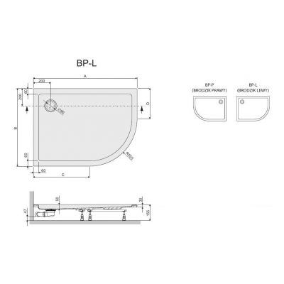Sanplast Free Line brodzik 80x120 cm półokrągły asymetryczny BP-L/FREE lewy biały 615-040-1780-01-000