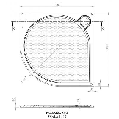 Vayer Boomerang brodzik 100x100 cm półokrągły biały 100.100.002.2-3.0.0.0.0