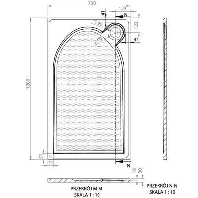 Vayer Virgo brodzik 120x70 cm prostokątny antypoślizgowy biały 120.070.001.2-1.0.0.0.0